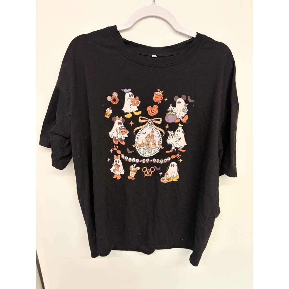 Halloween Disney Spooky Tee Ghost Mickey Minnie Not So Scary Castle 2XL Black